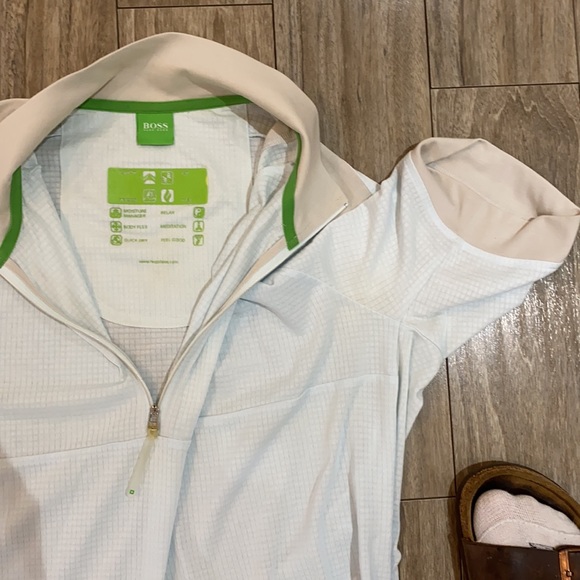 HUGO BOSS light weight polo light blue and cream - Picture 5 of 13